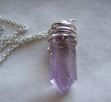 Natural Lavender Amethyst Gemstone Point Crystal Pendant