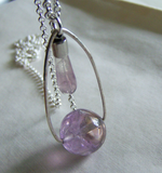 Ametrine and Rainbow Fluorite Double Gemstone Pendant