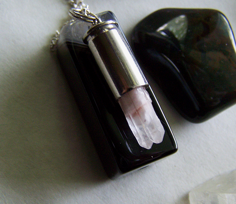 Pink Angel Quartz Beautiful Bullet Jewelry Pendant