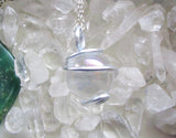 Opal Aura Wire Wrapped Quartz Crystal Ball Pendant Necklace