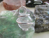 Opal Aura Wire Wrapped Quartz Crystal Ball Pendant Necklace