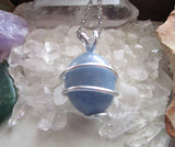 Angelite Natural Sky Blue Crystal Gemstone Pendant Necklace