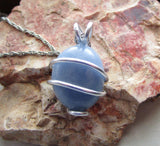 Angelite Natural Sky Blue Crystal Gemstone Pendant Necklace