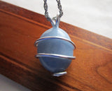 Angelite Natural Sky Blue Crystal Gemstone Pendant Necklace