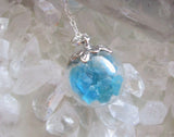 Blue Apatite Gemstones Crystal Glass Ball Pendant Necklace