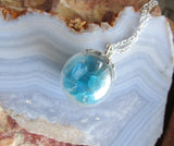 Blue Apatite Gemstones Crystal Glass Ball Pendant Necklace