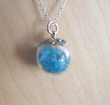 Blue Apatite Gemstones Crystal Glass Ball Pendant Necklace