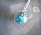 Blue Apatite Gemstones Crystal Glass Ball Pendant Necklace