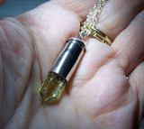 Gold Apatite Natural Gemstone Silver Bullet Pendant