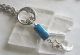 Blue Apatite Man in the Moon Antiqued Silver Necklace