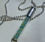 Blue Apatite and Green Peridot Gemstone Bullet Jewelry Pendant