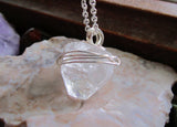 Natural Clear Apophllite Pyramid Pendant Necklace