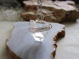 Natural Clear Apophllite Pyramid Pendant Necklace