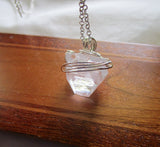 Natural Clear Apophllite Pyramid Pendant Necklace