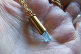 Aquamarine Crystal Gemstone Bullet Jewelry Pendant