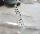 Natural Aquamarine Gemstone Wire Wrapped Crystal Pendant Necklace