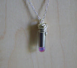 Aura Quartz Angel Teardrop Silver Bullet Pendant Necklace