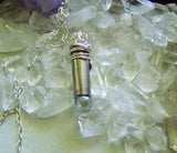 Aura Quartz Angel Teardrop Silver Bullet Pendant Necklace