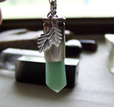 Green Aventurine Silver Leaves Bullet Jewelry Pendant