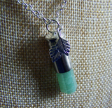 Green Aventurine Silver Leaves Bullet Jewelry Pendant