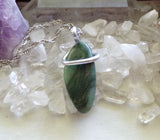 Green Aventurine Natural Wire Wrapped Stone Pendant Necklace