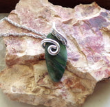 Green Aventurine Natural Wire Wrapped Stone Pendant Necklace