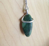 Green Aventurine Natural Wire Wrapped Stone Pendant Necklace