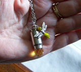 Gold Quartz Crystal Bee Bullet Jewelry Pendant