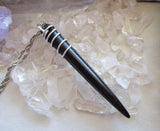 Natural Black Buffalo Horn Organic Wire Wrapped Pendant Necklace