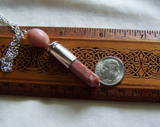 Coral Jasper Pink Lepidolite Gemstone Silver Bullet Jewelry Pendant