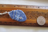 Blue Aventurine Natural Crystal Wire Wrapped Pendant Necklace