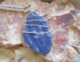 Blue Aventurine Natural Crystal Wire Wrapped Pendant Necklace