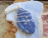 Blue Aventurine Natural Crystal Wire Wrapped Pendant Necklace