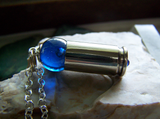 Cobalt Blue Orb Silver Bullet Jewelry Pendant