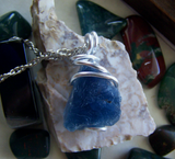 Large Natural Blue Fluorite Wire Wrapped Stone