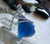 Large Natural Blue Fluorite Wire Wrapped Stone