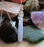 Blue Lace Agate Natural Gemstone Crystal Drop Pendant Necklace