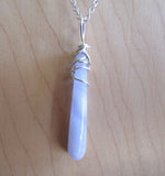 Blue Lace Agate Natural Gemstone Crystal Drop Pendant Necklace