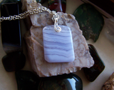 Sky Blue Lace Agate Polished Gemstone Pendant