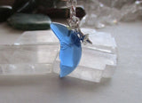 London Blue Moon Quartz Silver Stars Celestial Pendant Necklace