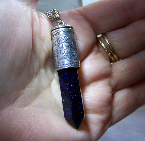 Galaxy Stars Bluestone Silver Bullet Jewelry Pendant