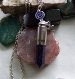 Blue Night Stars Silver Spiral Bullet Pendant Necklace