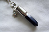 Blue Night Stars Silver Spiral Bullet Pendant Necklace