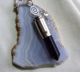 Blue Night Stars Silver Spiral Bullet Pendant Necklace