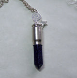 Blue Night Stars Silver Spiral Bullet Pendant Necklace