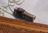 Blue Glass Filigree Keepsake Capsule Bullet Jewelry Pendant