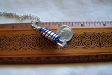 Blue Wire Wrapped Natural Quartz Crystal Bullet Pendant Necklace