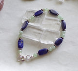 Lapis Lazuli and Prehnite Natural Gemstone Handmade Vintage Bracelet