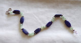 Lapis Lazuli and Prehnite Natural Gemstone Handmade Vintage Bracelet