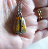 Bumblebee Jasper Wire Wrapped Natural Stone Pendant